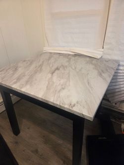 Square Side Table with Marble-Print Top