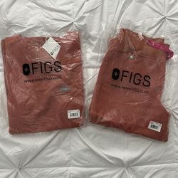 Brand New Figs Women's Terracotta Catarina One-Pocket Scrub Top & Zamora Jogger Scrub Pants - XXS