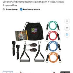 GoFit ProGym Extreme Resistance Band Kit with 4 Tubes, Handles, Straps and Bag 