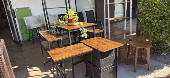 Industrial Wood and Metal Desk Tables