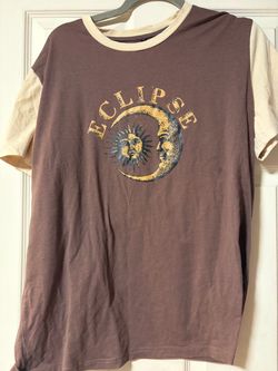 Eclipse Sun and Moon Graphic Ringer T-Shirt