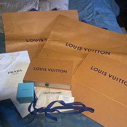 Louis Vuitton Shopping Bags +Prada Bag +Tiffany Box