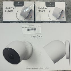 Google Nest Cam 2-Pack (Indoor/Outdoor) + Anti-Theft Mounts – New/Sealed