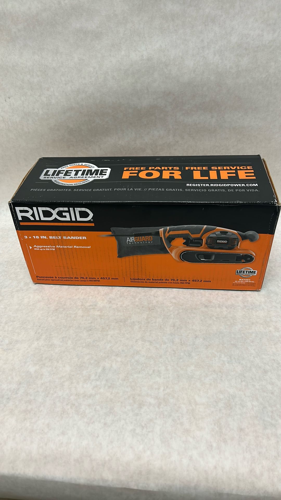 Rigid 3 x 18” belt sander new in box model R27401