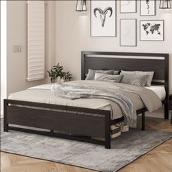 Full Size Metal Platform Bed Frame w/ Headboard and Footboard
