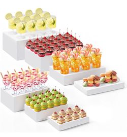 Leinuosen 7 Pcs Large Buffet Risers Set 6" to 12" Rectangle Acrylic Display Box - K195