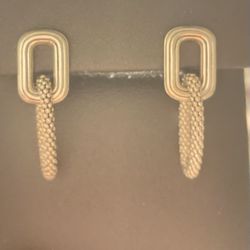 READ FULL DESCRIPTION BEFORE MESSAGING - Lagos Caviar 925 Sterling Silver paper clip fluted Drop Dangle Hoop earrings earring Jewelry $355 Retail