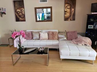 White Glam Sectional Sofa 