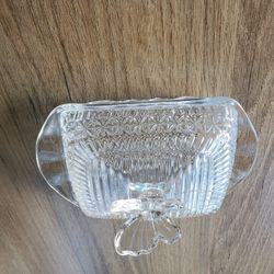 Butterfly Lid Glass Butter Dish 