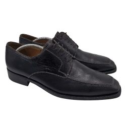 SUTOR MANTELLASSI Mens Stitch Detail Black Leather Oxfords Size 13 B Italy $400