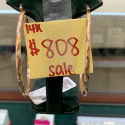 14k Tri-Color Hoop Earrings 