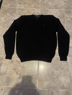 Vintage 90s Polo Ralph Lauren Cotton Black Knit Sweater Pony RL Sport Fitted