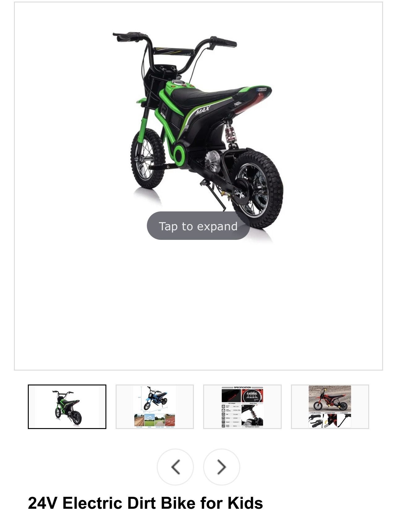 24V Electric Dirt Bike for Kids ages 6-13