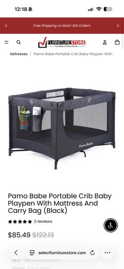 NEW Pamo Babe Portable Crib Baby Playpen  (Black)