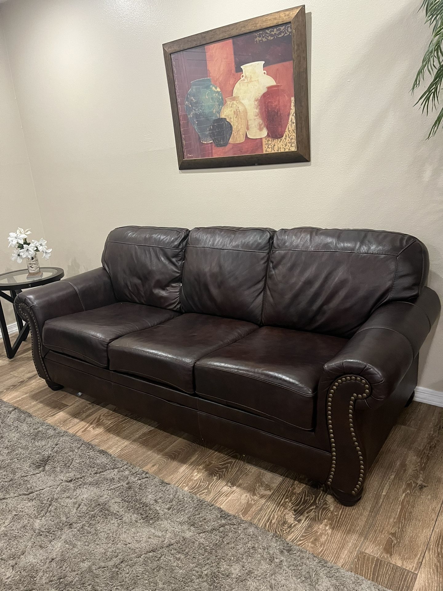 Brown Leather Sleeper Sofa