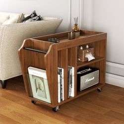 New Slim Side/End Table with Wheels - In Box