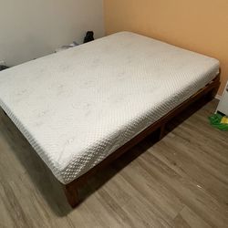 Wooden Bed frame with Mattress - Like New
