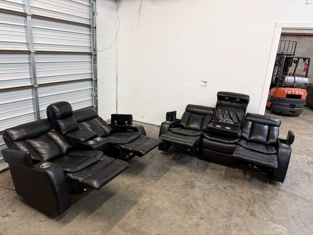 Genuine Leather Power Recliner Sofa And Loveseat By Abbyson.