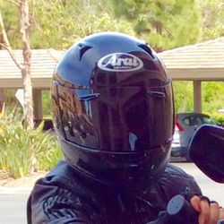 Arai Helmet Black Three Shields And Bag. Size Small
