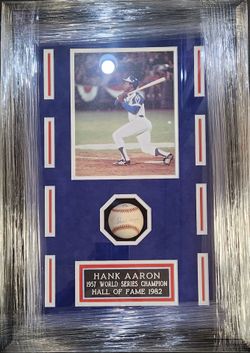 Braves Hank Aaron Signed, PSA-Certified, Custom-Shadowbox-Framed Baseball Display Piece