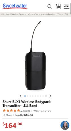 Shure BLX1 Wireless Bodypack Transmitter - J11 Band