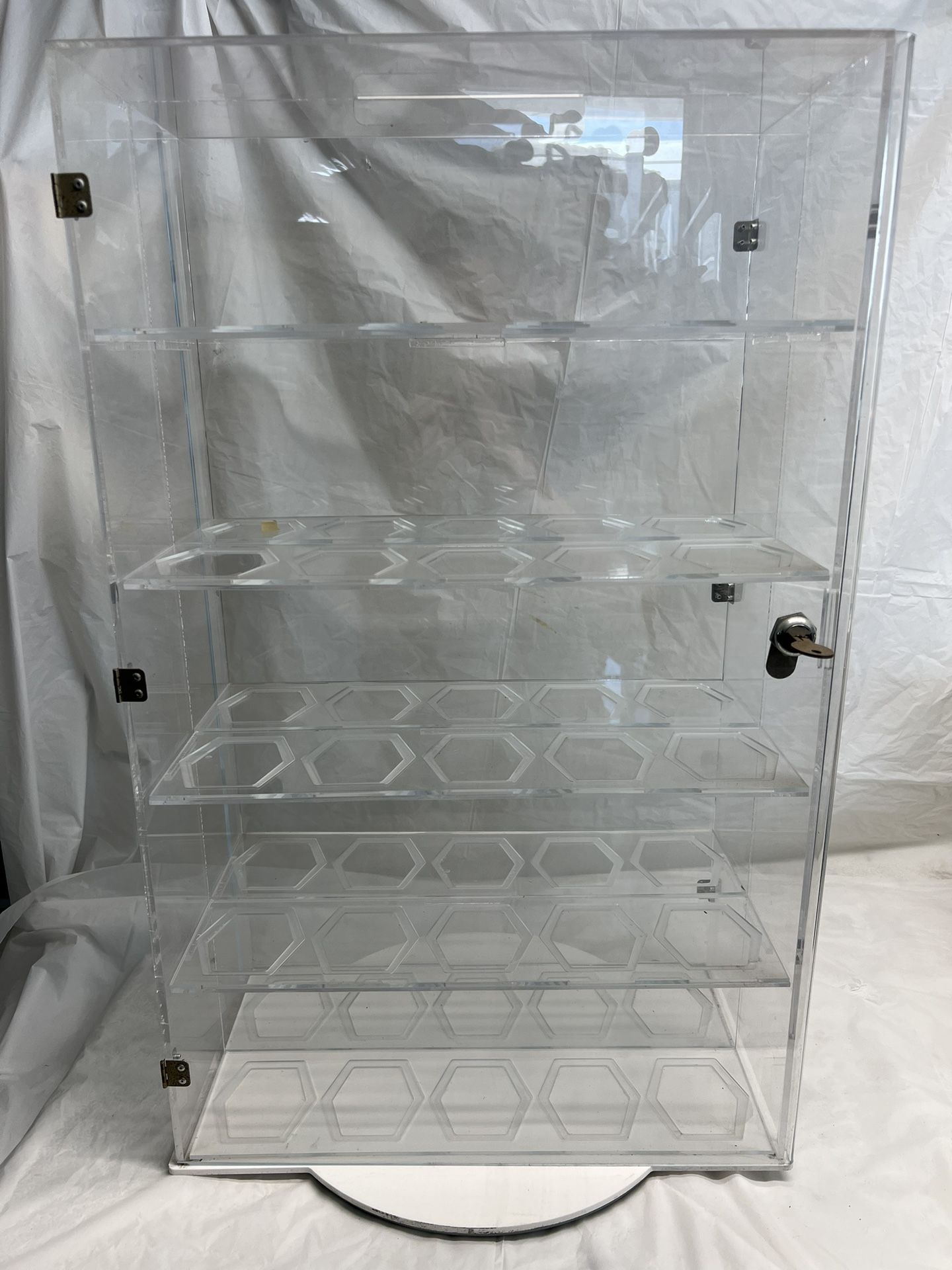 4 Tier Rotating Clear Jewelry Watch Display Case With Lock And Key  