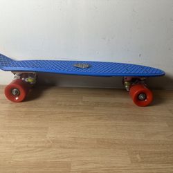 22" LANDWALKER BLUE PLASTIC CRUISER SKATEBOARD BEACH PENNY BOARD W/ RED WHEELS & LED LIGHTS - NEW!