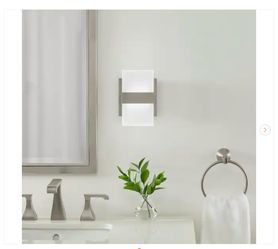 Home Decorators Collection Alberson 5 in. Brushed Nickel 2-Light LED Sconce - New