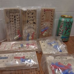 Unopen vintage 1990  sports teasers Wood Board games. And tin can produced by cardinal Industry Inc.