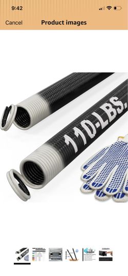 110-lbs. Garage Door Extension Spring Replacement Kit, 25'' Long, Double Loop Ends, 1 Pair, Electrophoresis Black Coated