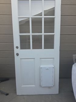 Expensive Dog Door thick Wood 36 width 79 hight windows