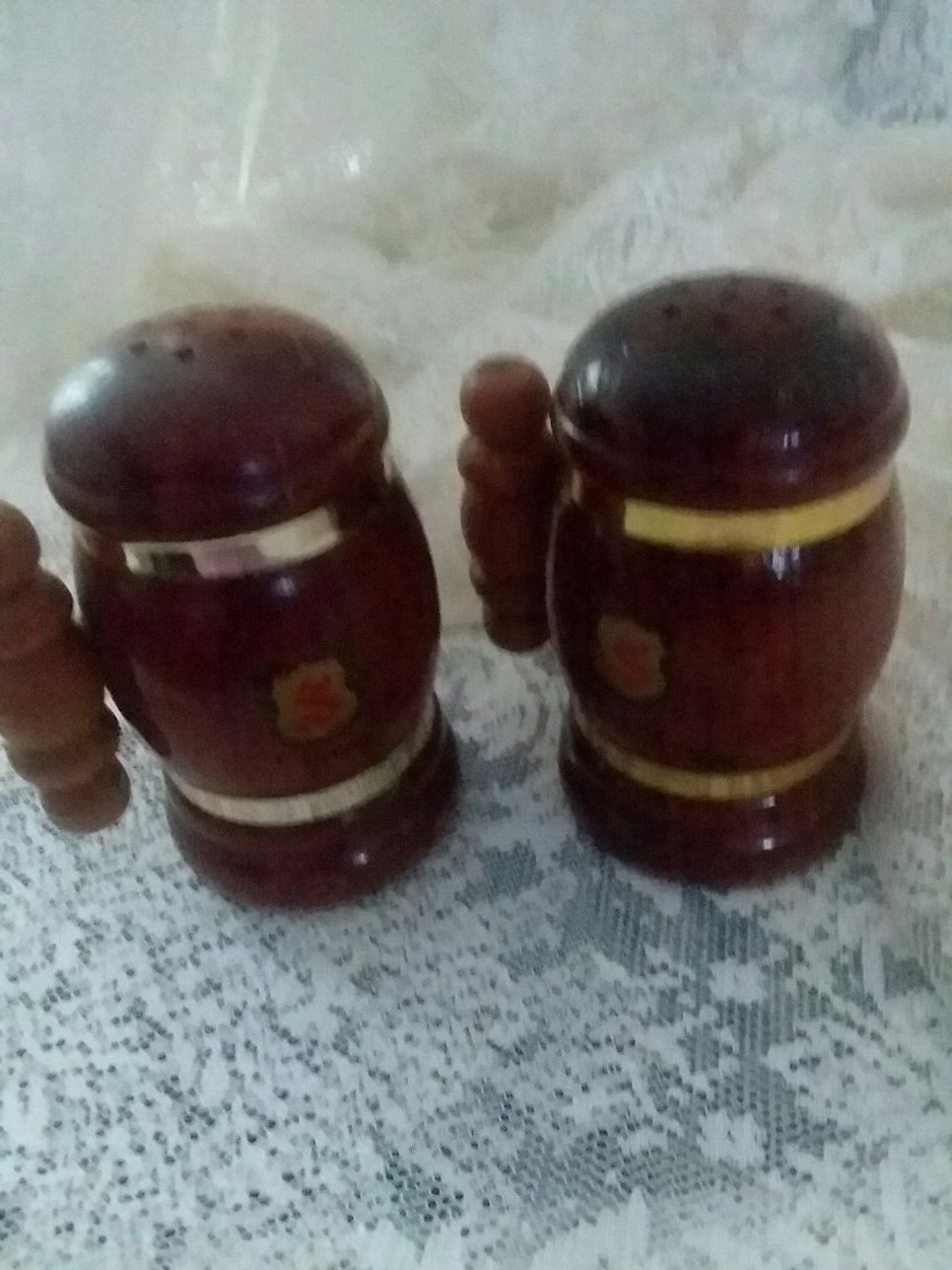 Wooden Barrel Salt and Pepper Shakers Vintage