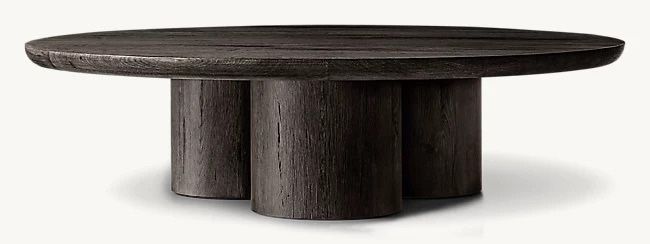 Restoration Hardware Oslo Round Coffee Table 36 Inch RH Black Oak Wood - Orig. $3k