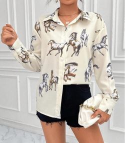 Horse Button Up Blouse (Medium)