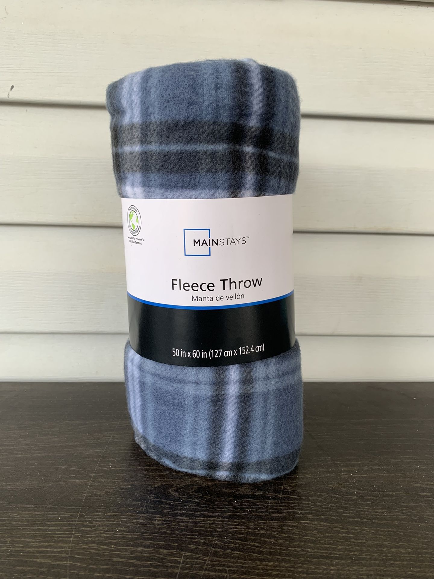 Mainstays Fleece Throw Blanket 50" x 60" Blue Plaid Navy Blue