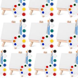 16 Set Mini Acrylic Paint Kit, Mini Stretched Canvas with Easel, Valentines Day Gifts, Acrylic Paint Strips, Paint Palettes, Painting Brushes, Ca