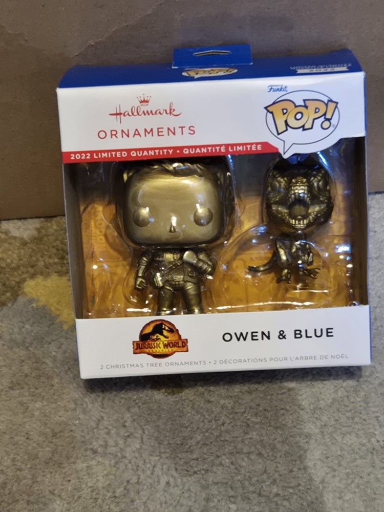 Jurassic Park Owen & Blue Ornament EXCLUSIVE LIMITED CHASE GOLD Funko Hallmark Set