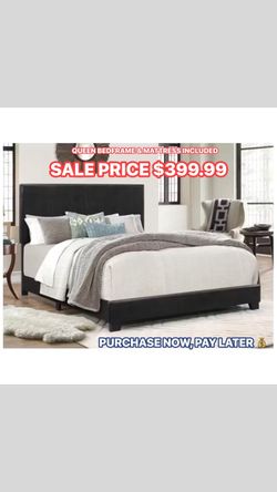 Queen bedframe with mattress