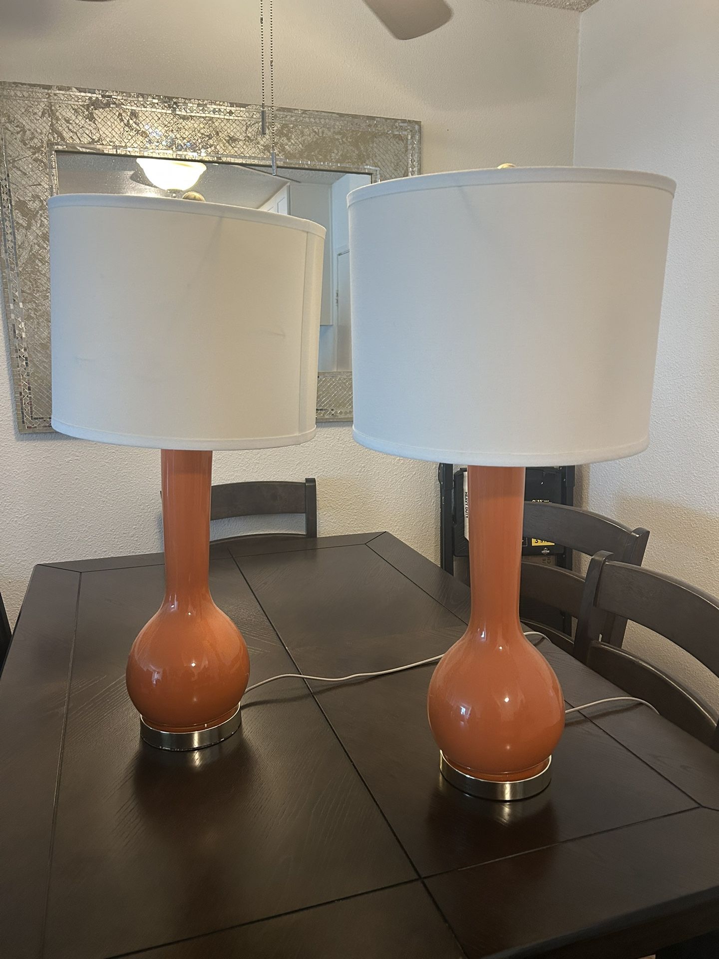 Pair Of Orange lamps