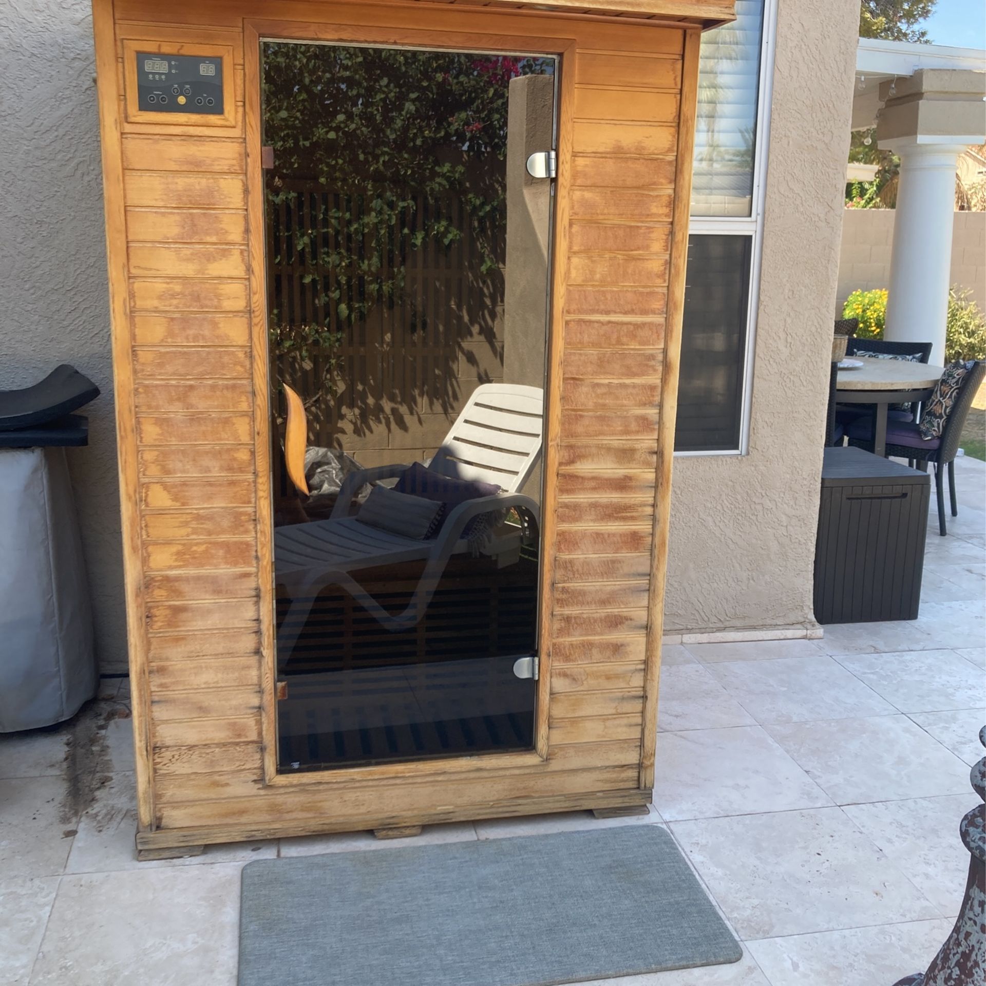 Used Outdoor Infrared Sauna With Chromotherapy, Covered Roof And Radio