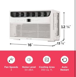 Frigidaire 8,000 BTU Window Air Conditioner with Remote Control, Cools Up to 350 Sq. Ft., Quiet Operation, Eco Mode, 3 Fan Speeds, Auto Restart, White