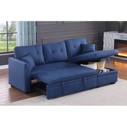 Pull Out Sleeper Sofa Bed Sectional Couch with Reversible Storage Chaise