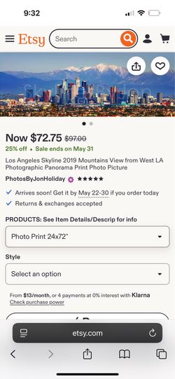 LA Skyline poster 24X72 paper print