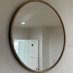 Large Round Gold Rim Mirror