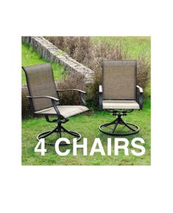 NEW Nuu Garden Textilene Dining Swivel Chair Set of 4