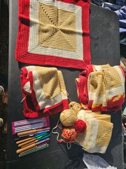 Crochet squares yarn and crochet needles make offer for all