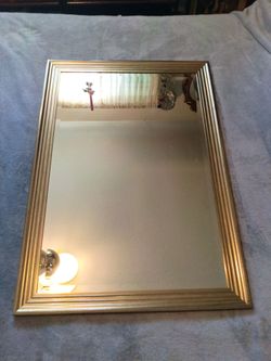 Large gold modern beveled mirror