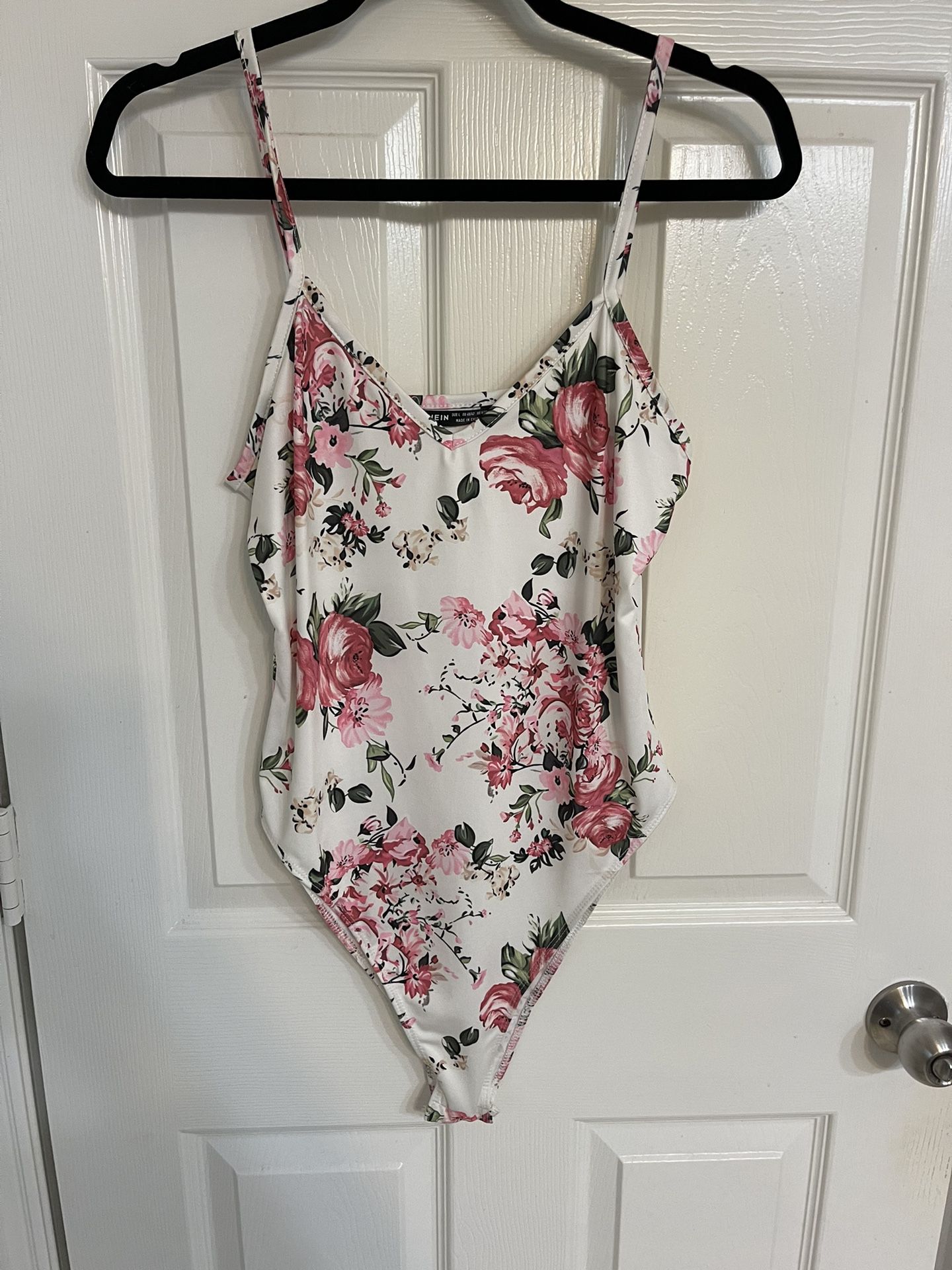 Pink And White Floral Bodysuit