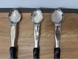 Set of 3 - Oval 1 oz Solid Spoodle (Portion Control Ladles) Stainless Steel Black Handle