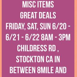 Multi  Family Yard Sale 6/20- 6/21 & 6/22 8am-3pm